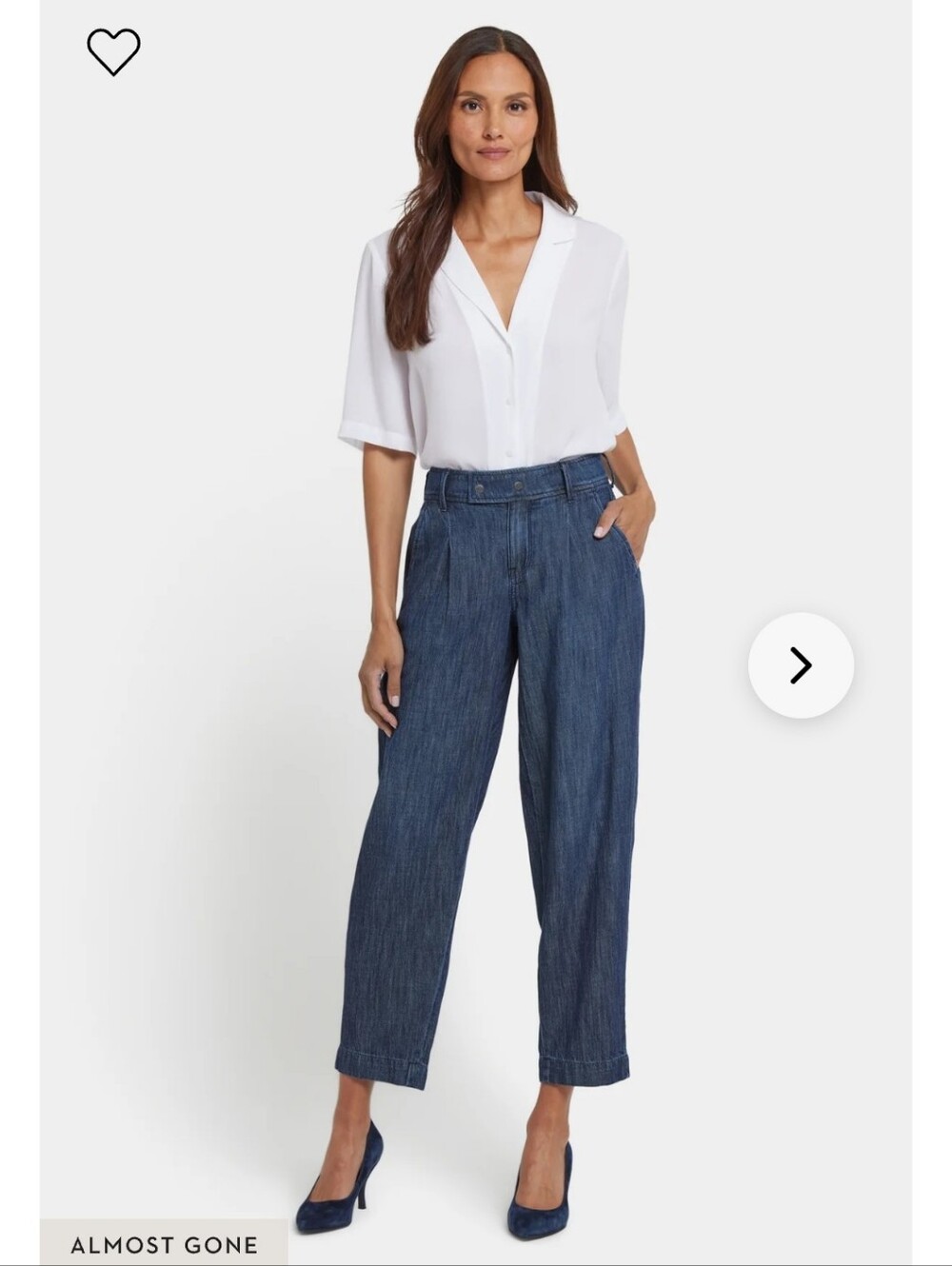 NWT NYDJ Balloon Trouser Jeans Pleated Barrel Leg La Mer Blue Size 4